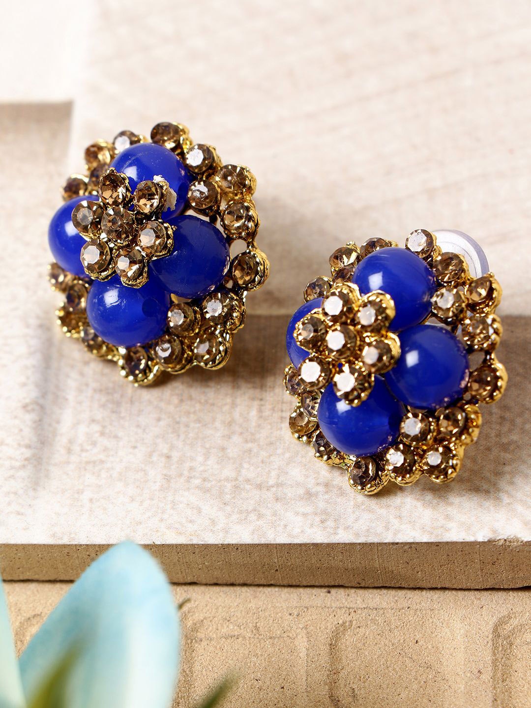 

ANIKAS CREATION Gold Plated Artificial Stones and Beads Studs