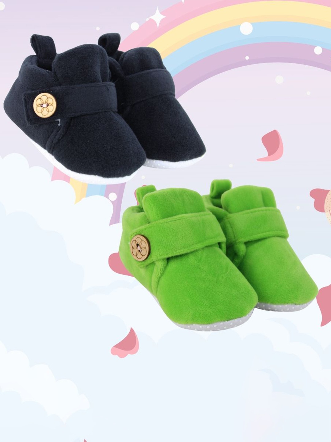 

NESKA MODA Pack Of 2 Kids Cotton Casual Booties, Black