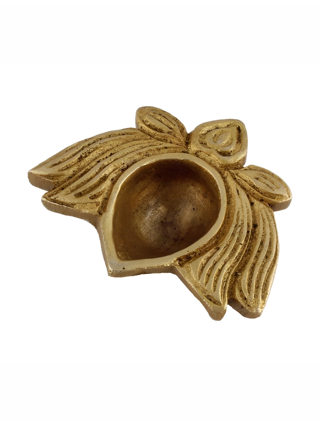 

Indianshelf GoldToned and Black Brass Textured Lotus Pooja Diya, Gold