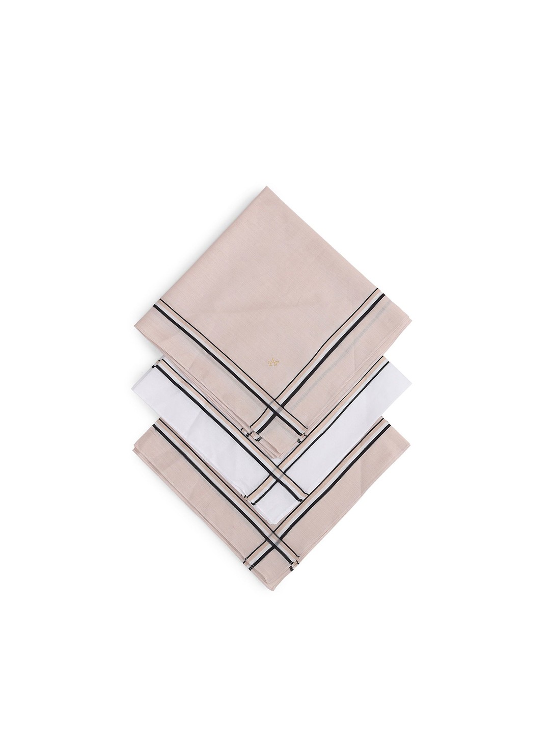 

Arrow Men Pack Of 3 Striped Pure Cotton Handkerchiefs, Beige
