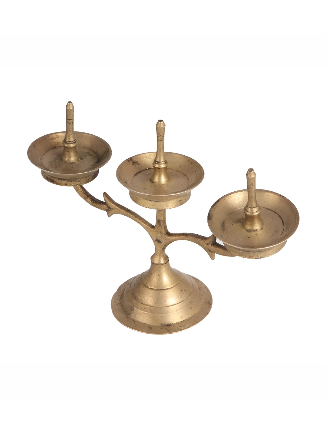 

Indianshelf Gold-Toned Textured Brass Diya Pooja Essentials