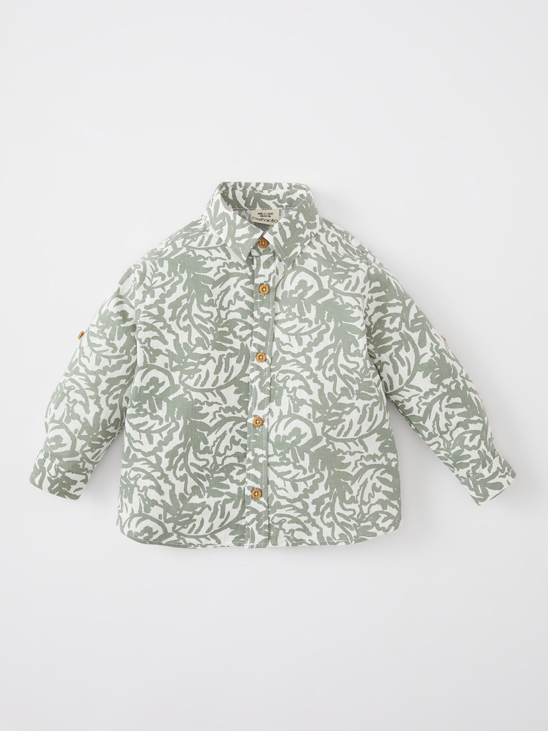 

DeFacto Boys Spread Collar Floral Printed Cotton Casual Shirt, Green