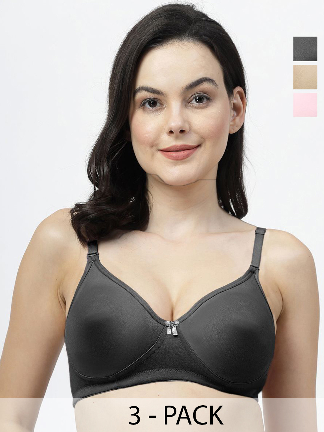 

SHYAM SONS FLAIR Pack Of 3 Femina Women Half Coverage T-shirt Bra, Black