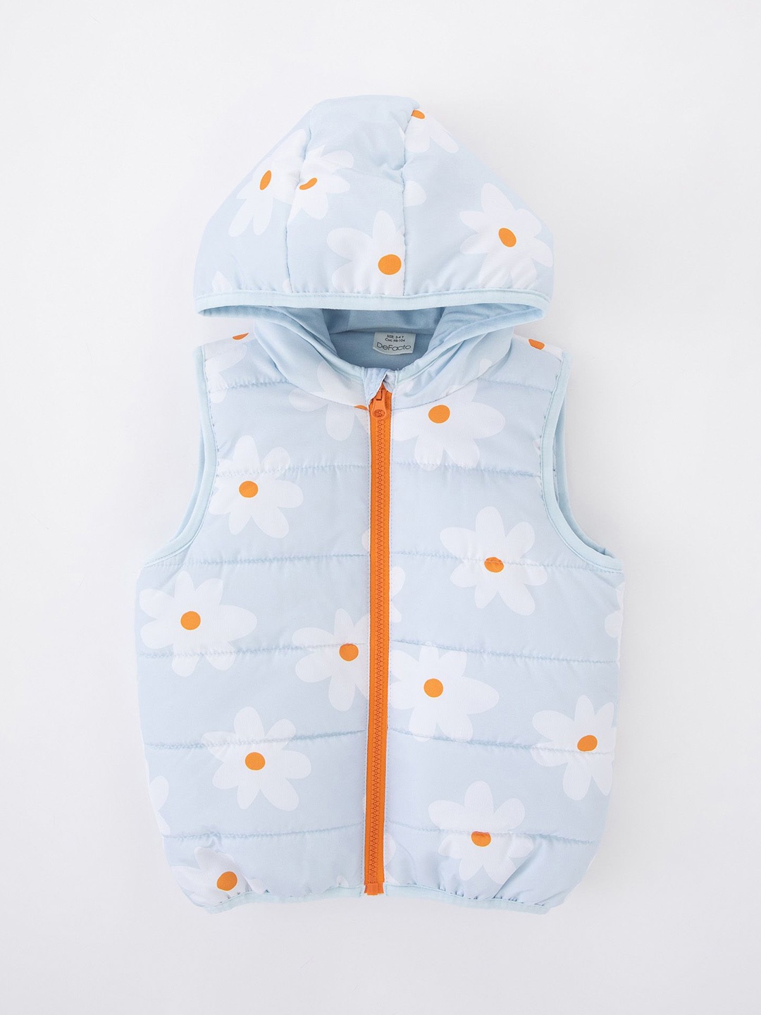 

DeFacto Girls Floral Printed Hooded Jacket, Blue