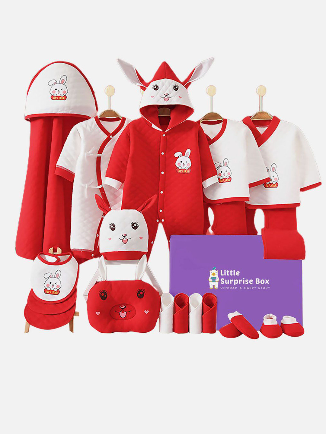 

Little Surprise Box LLP Infants 22 Pcs Baby Apparel Gift Set, Red