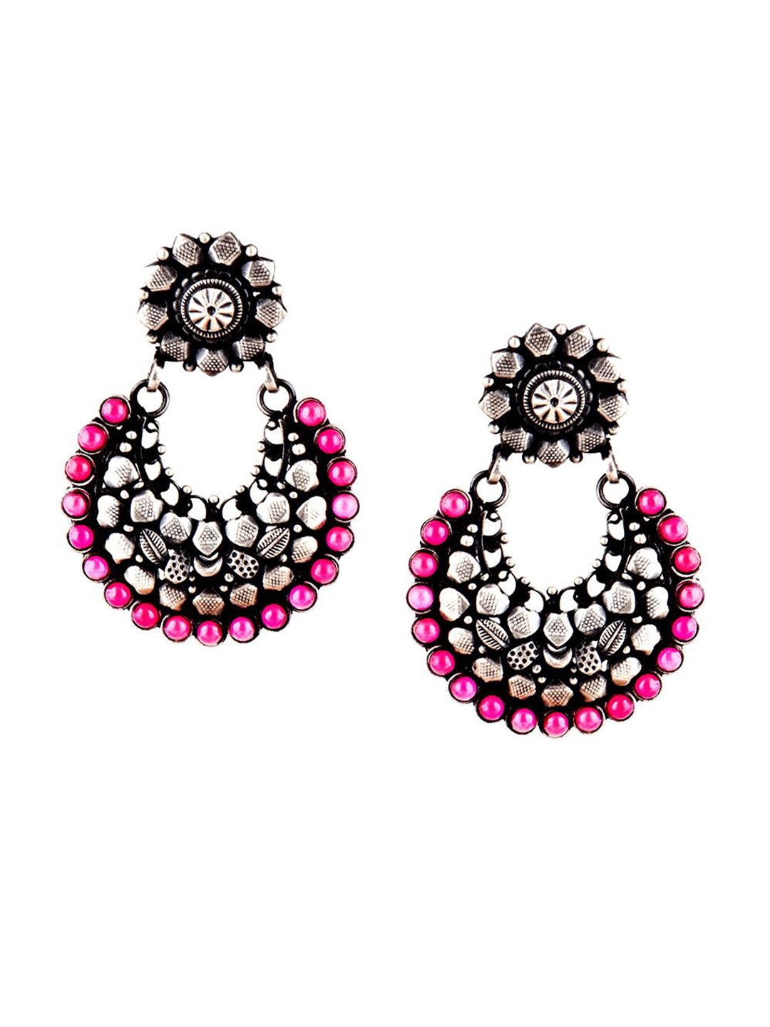 

Indianshelf 92.5 Sterling Silver Contemporary Stone Studded Drop Earrings