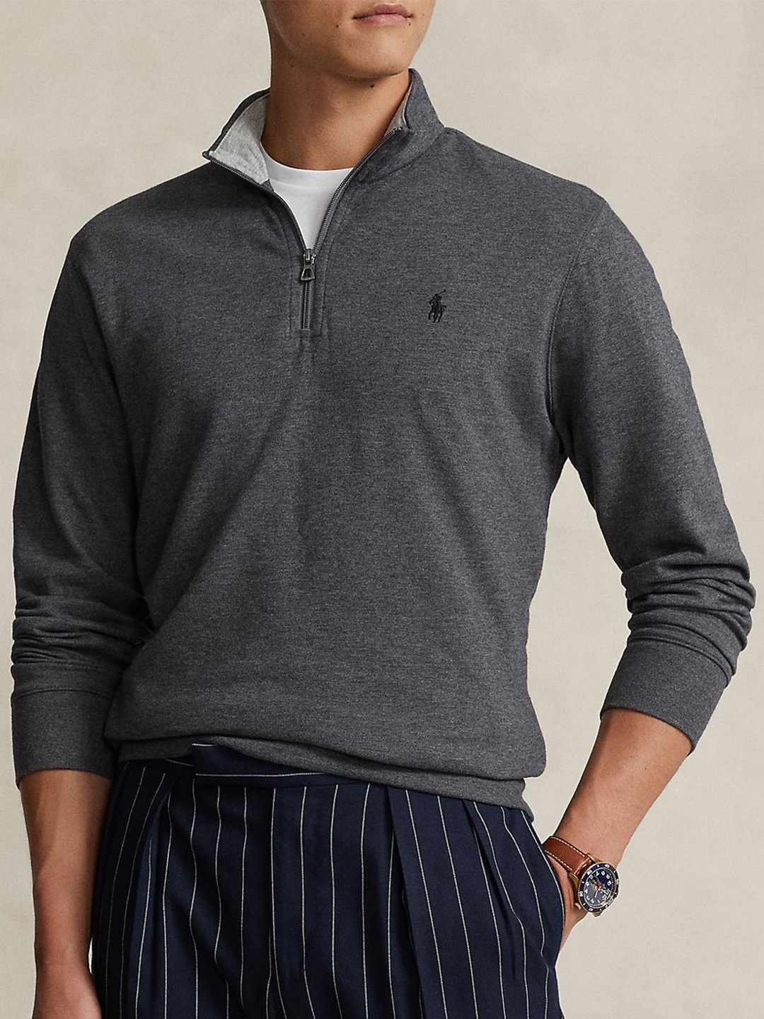 

Polo Ralph Lauren Men Solid Mock Collar Sweater, Grey