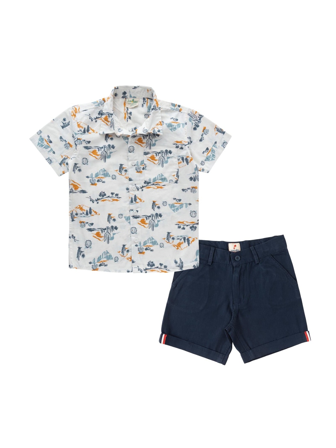 

JusCubs Boys Printed Shirt with Shorts, White