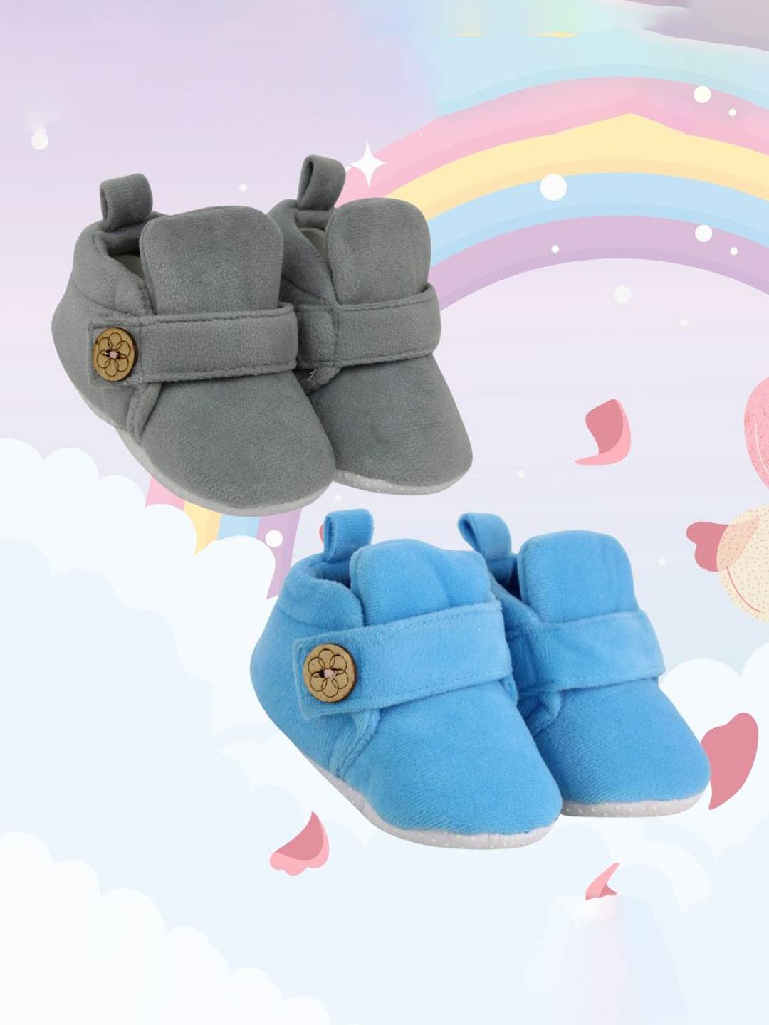 

NESKA MODA Kids Pack Of 2 Velvet Booties, Blue