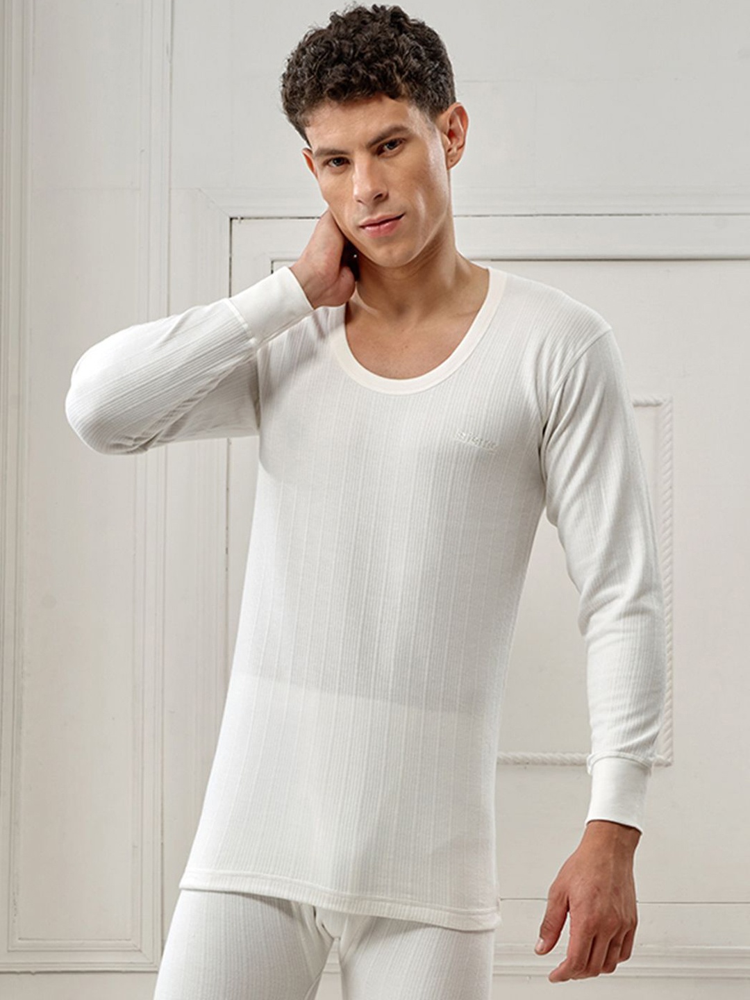 

INFERNO Men Round Neck Fullslevee Thermal Vest, White