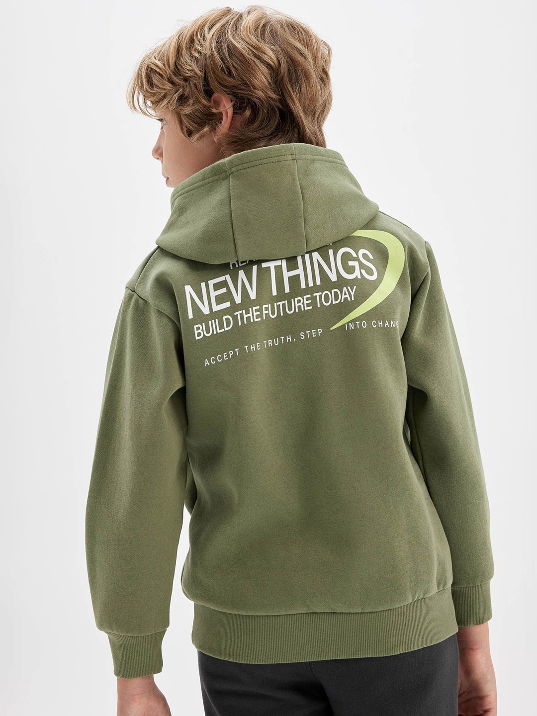 

DeFacto Boys Typography Printed Pullover, Green