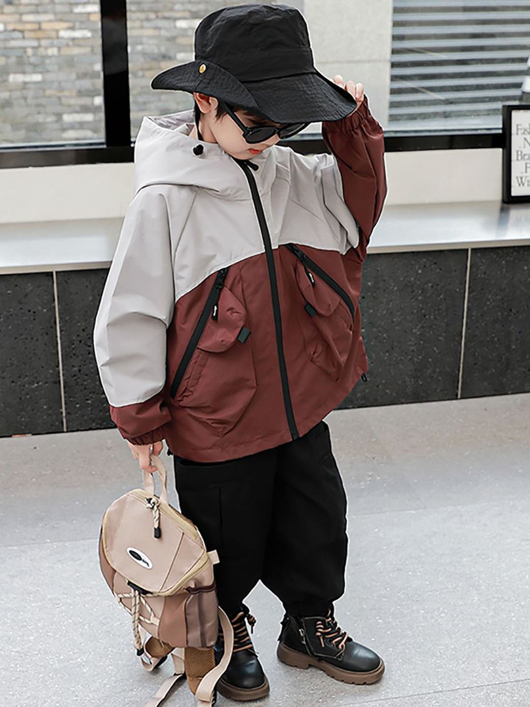 

StyleCast x Revolte Boys Solid Hooded Open Front Jacket, Red