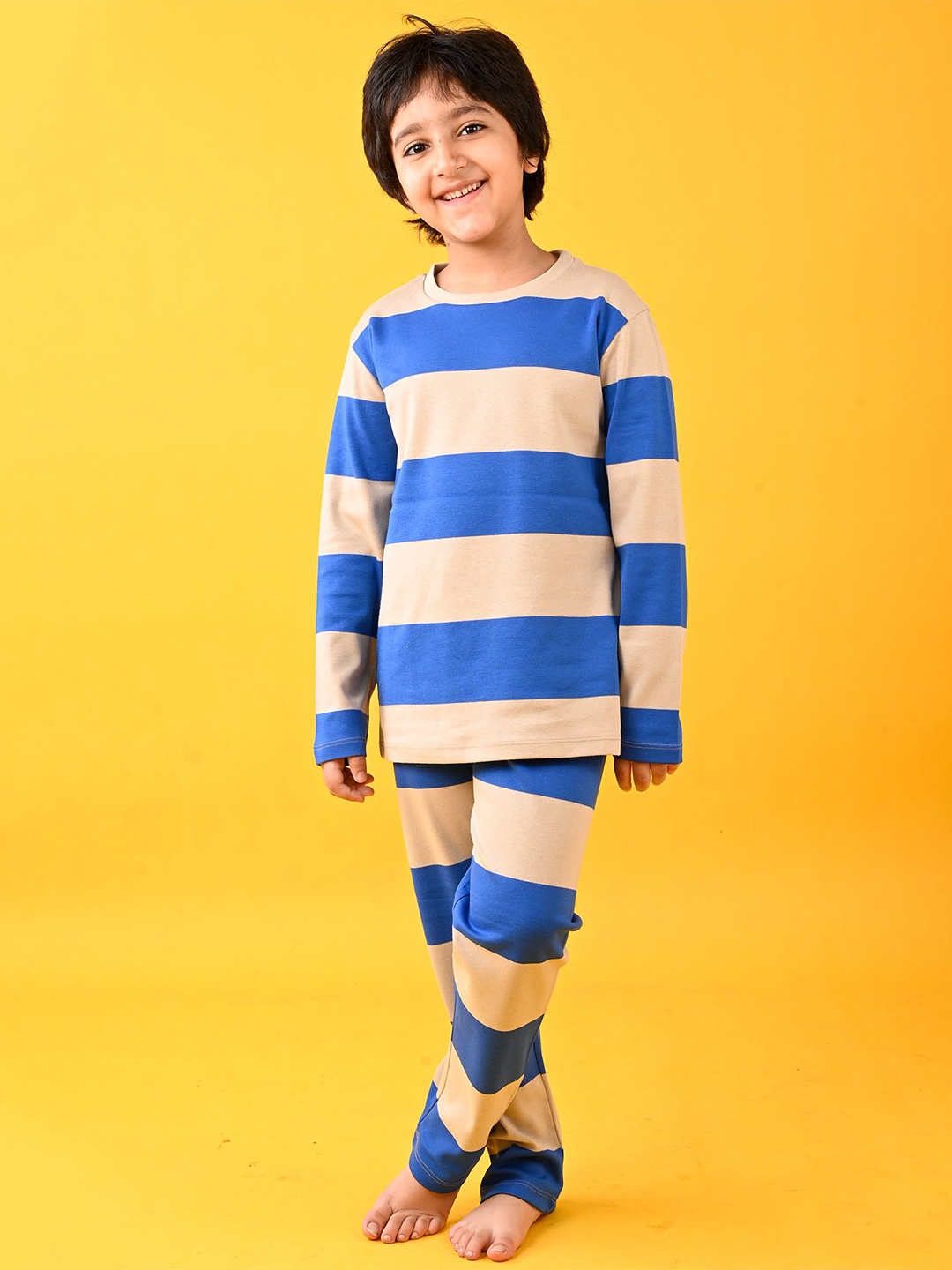 

Anthrilo Boys Striped Night suit, Blue