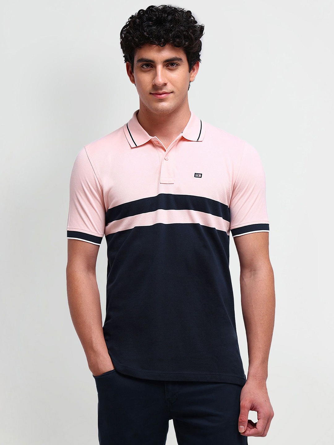 

Arrow Sport Men Colourblocked Polo Collar Cotton T-shirt, Peach