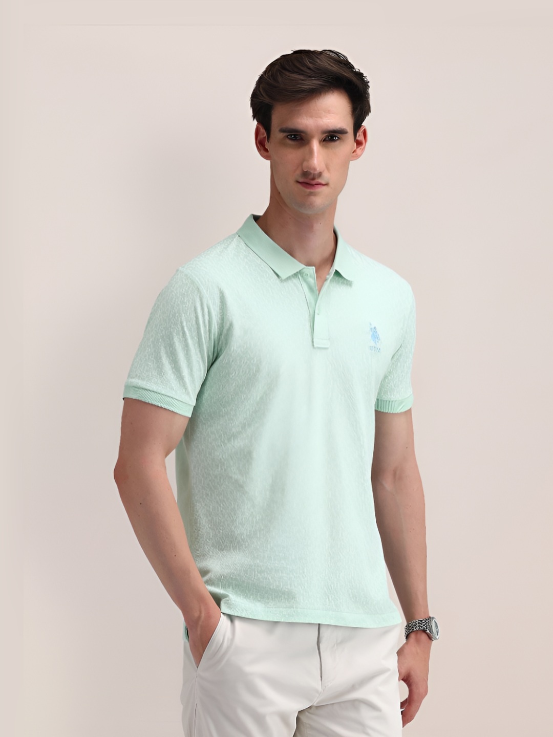 

U.S. Polo Assn. Men Typography Printed Cotton Slim Fit T-shirt, Green
