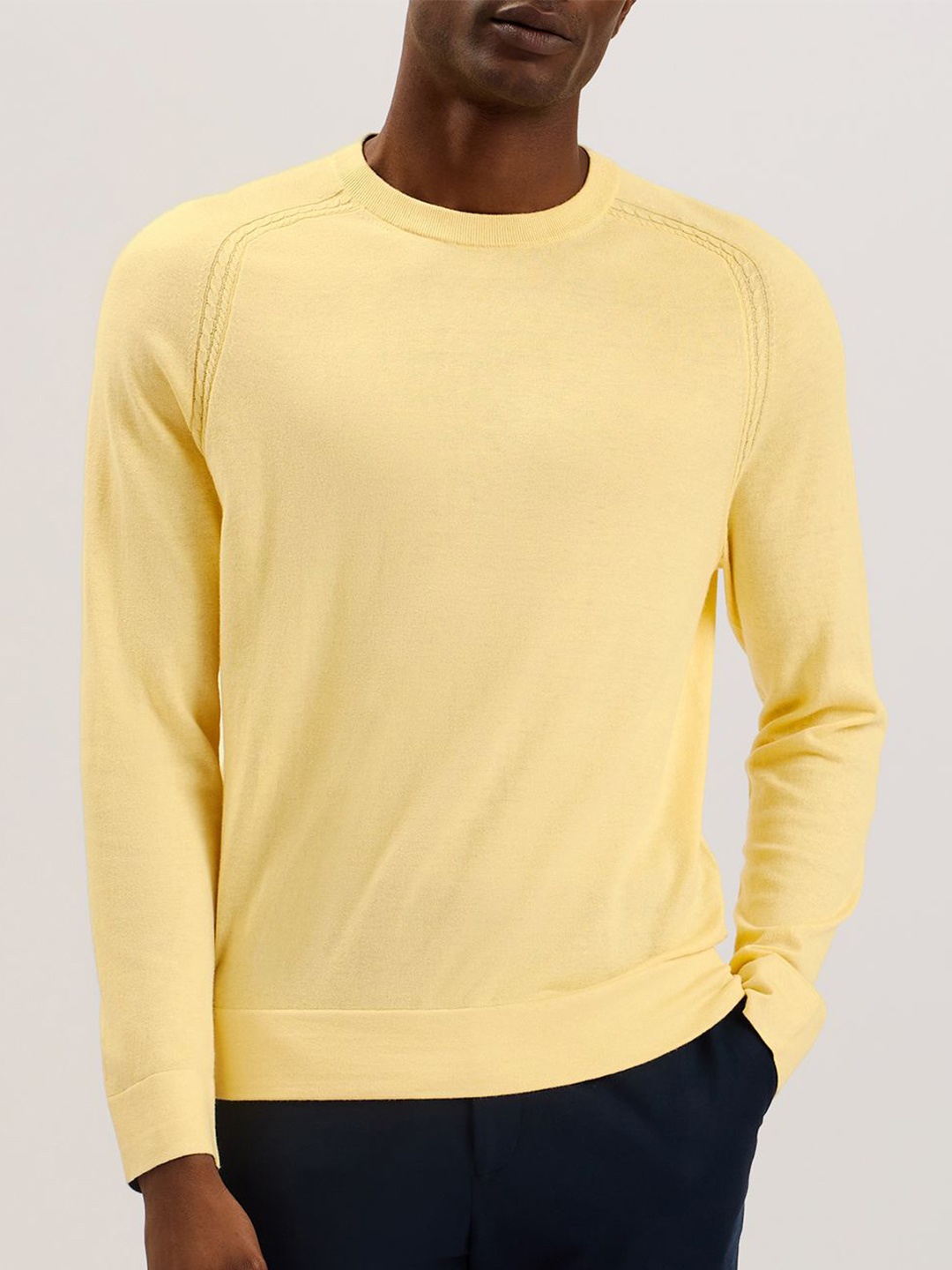 

Ted Baker Men Solid Round Neck Sweater, Yellow