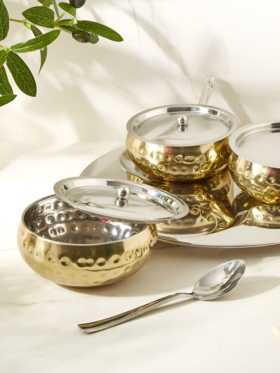 

Home Centre Shale Primo Gold-Toned 7 Pieces Stainless Steel Glossy Serving Bowl Set