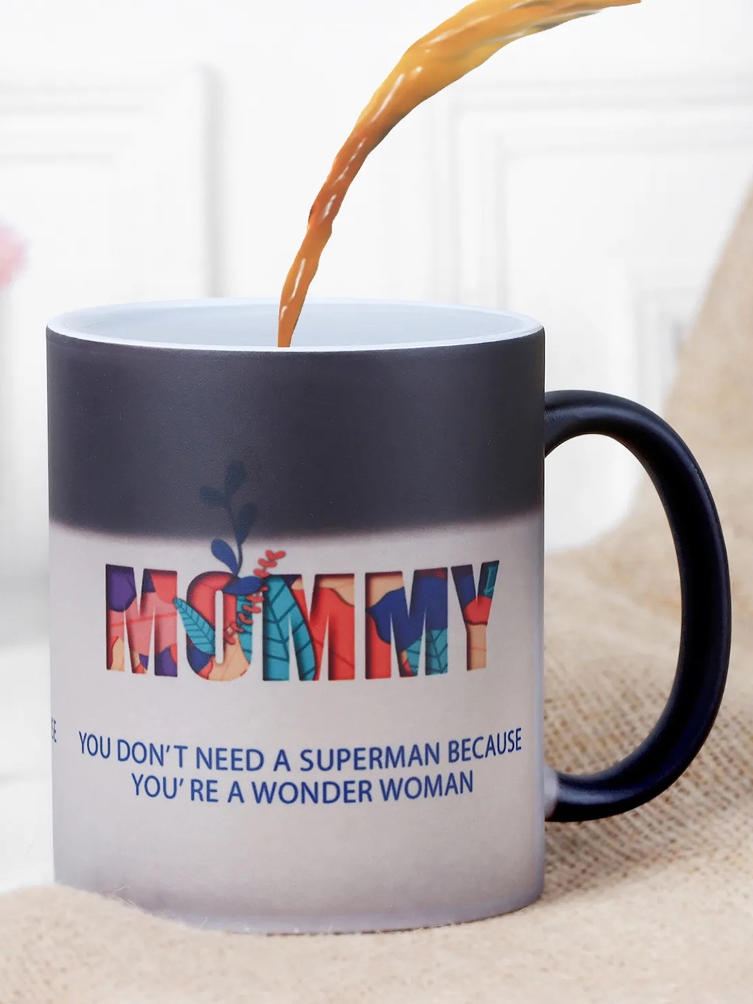 

fnp White & Black Typography Printed Ceramic Glossy Mug 325ml