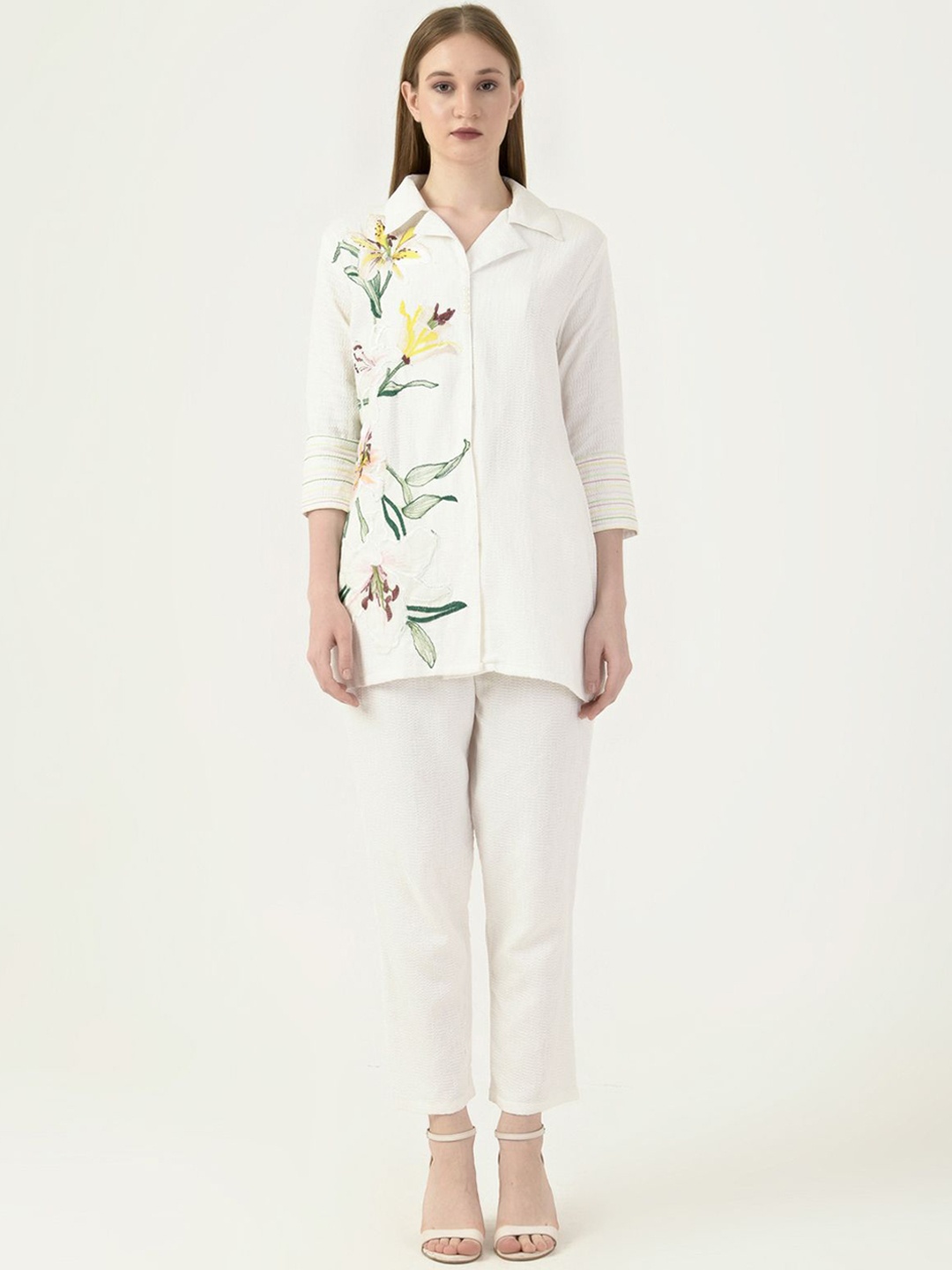 

Albion By CnM Embroidered Pure Cotton Tunic With Trousers, White