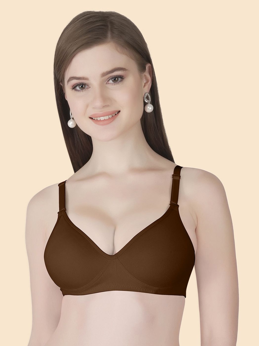

Joomie Full Coverage Lightly Padded T-Shirt Bra, Coffee brown
