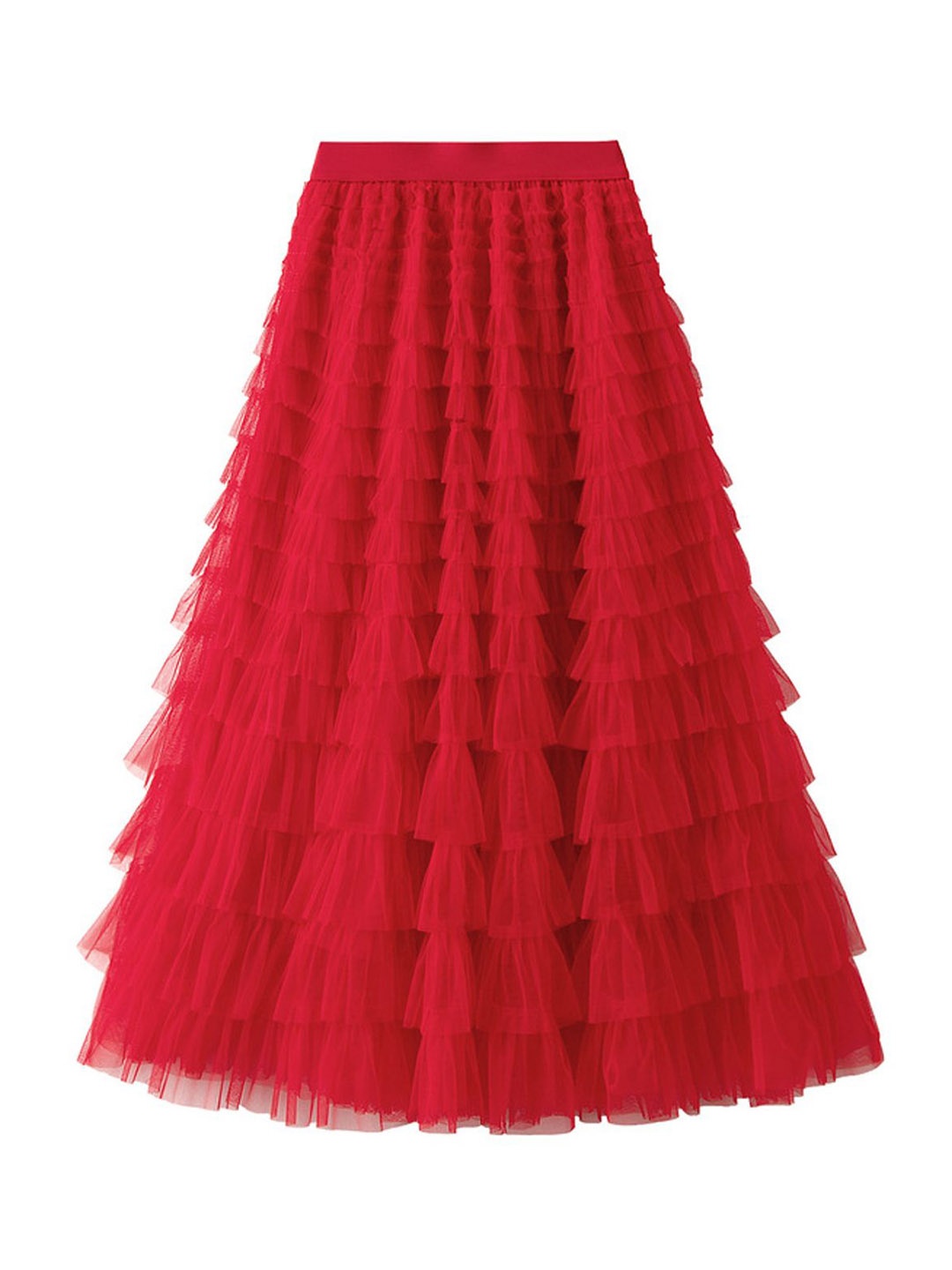 

StyleCast Women Tiered Layered A-Line Maxi Skirt, Red