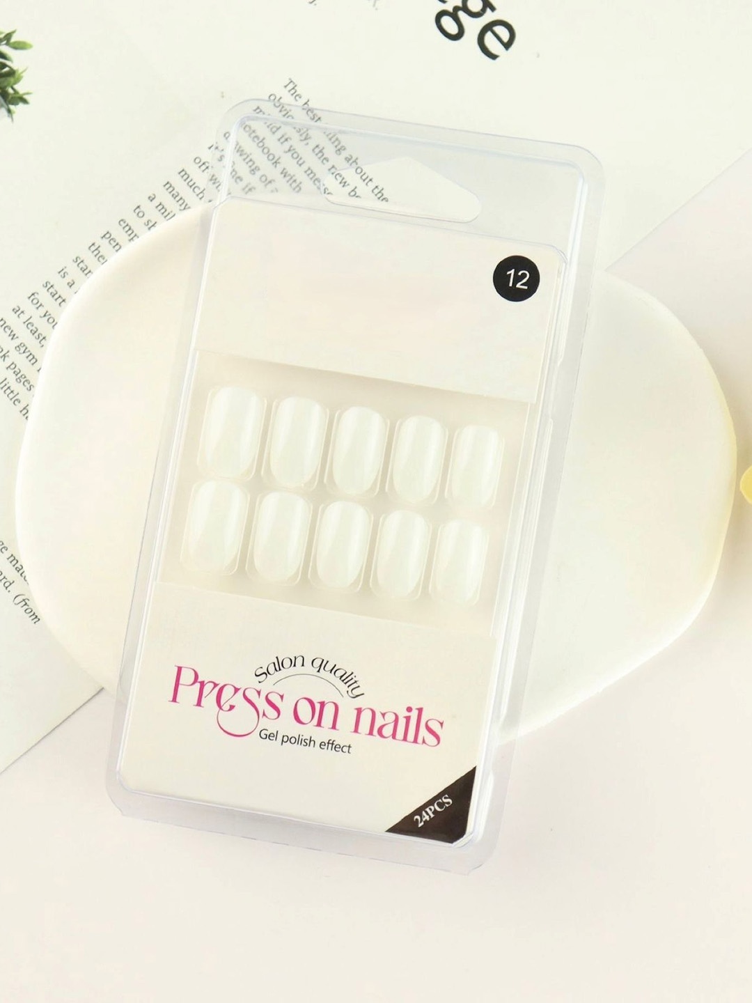 

RANORE Set of 24 Artificial Reusable Press On Nails Shade-12, White