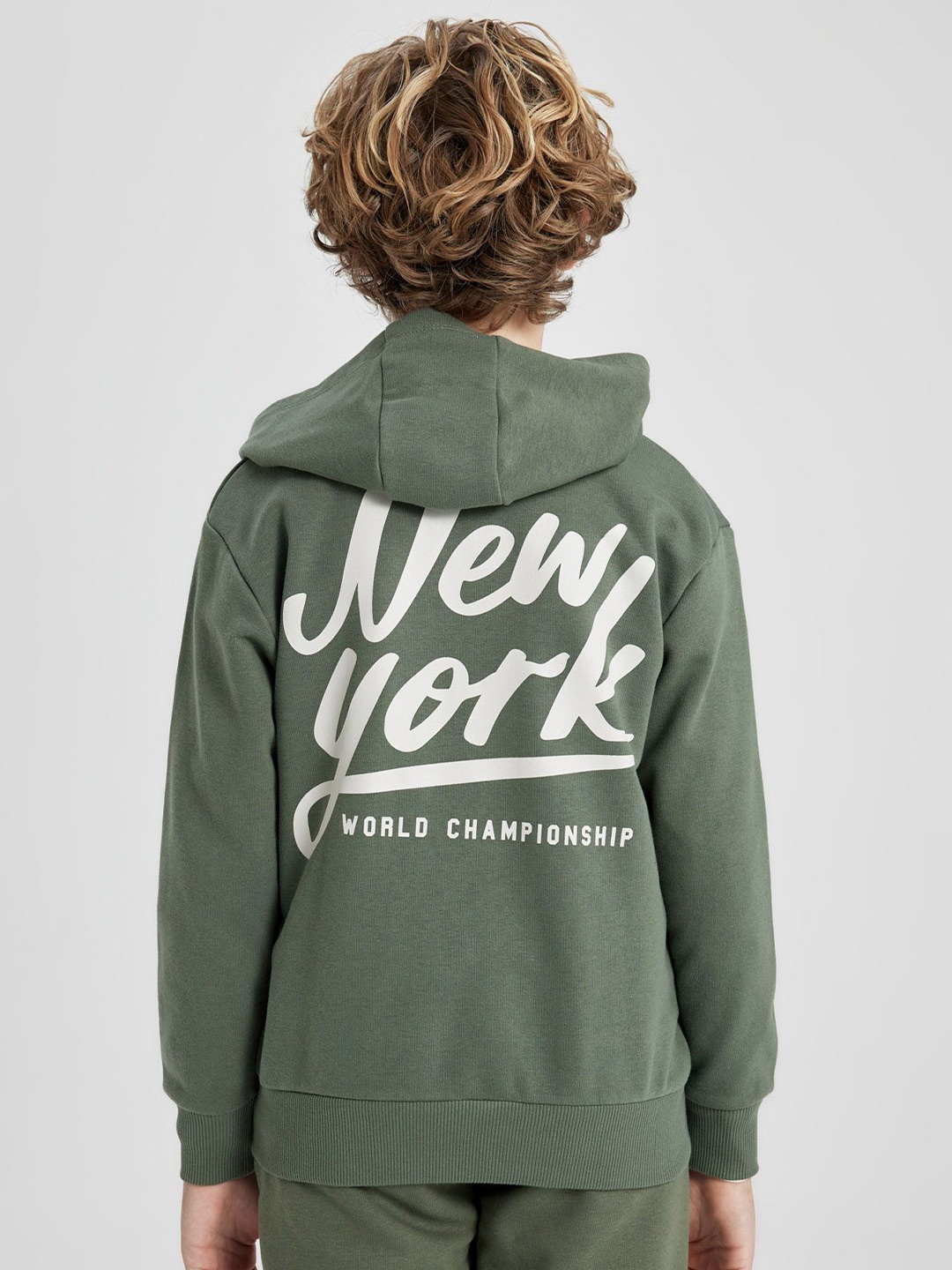

DeFacto Boys Printed Hooded Sweatshirts, Green
