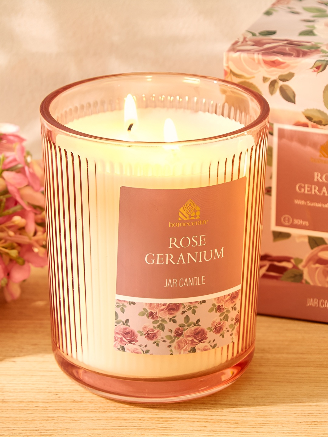 

Home Centre Utopia Pink Rose Geranium Scented Jar Candle