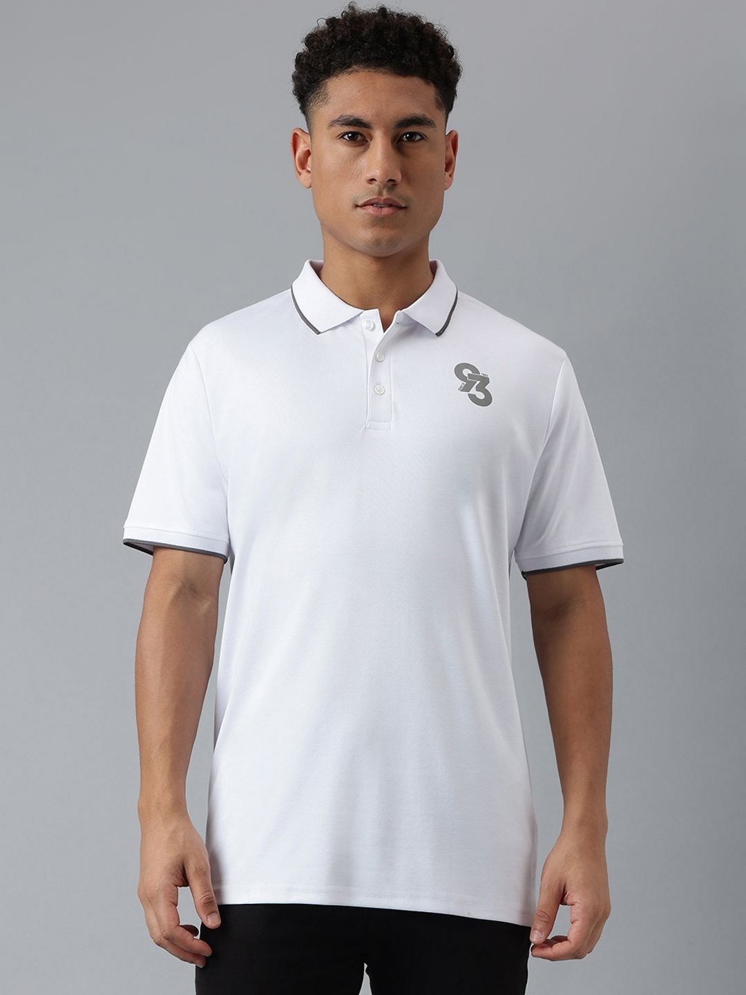 

Richlook Men Solid Polo Collar Cotton T-shirt, White