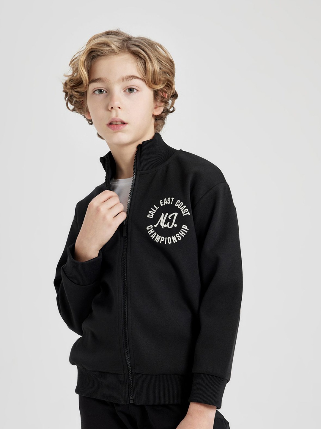 

DeFacto Boys Typography Printed Bomber Jacket, Black
