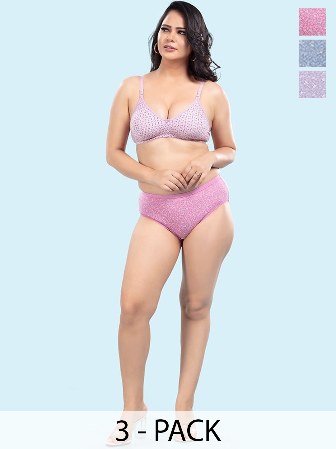 

BOLD & BAE Pack of 3 Women Mid-Rise Hipster Briefs, Pink