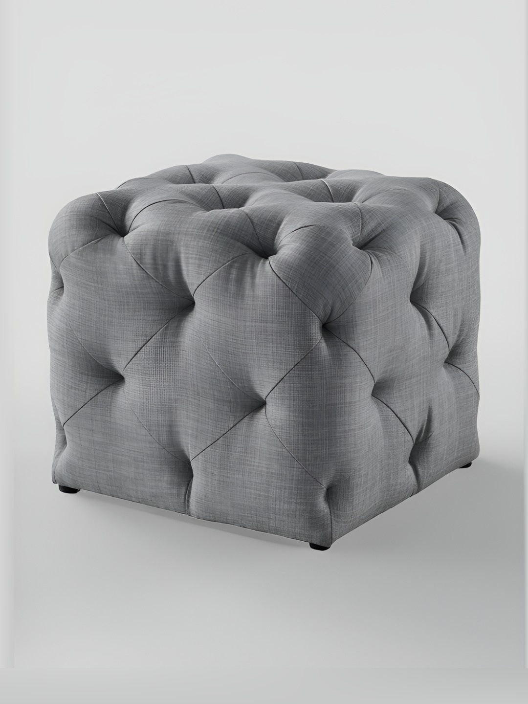 

nestroots Grey Square Shape Wooden Velvet Cloud Fog Ottoman