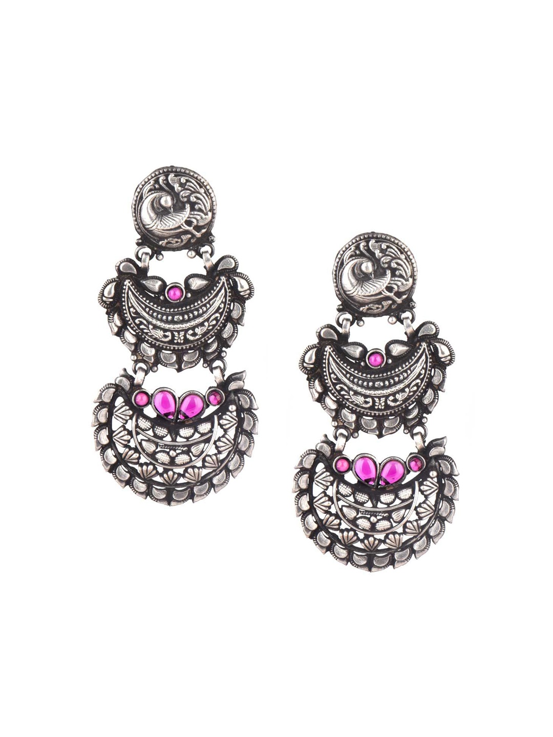

Indianshelf 92.5 Sterling Silver Oxidised Contemporary Drop Earrings