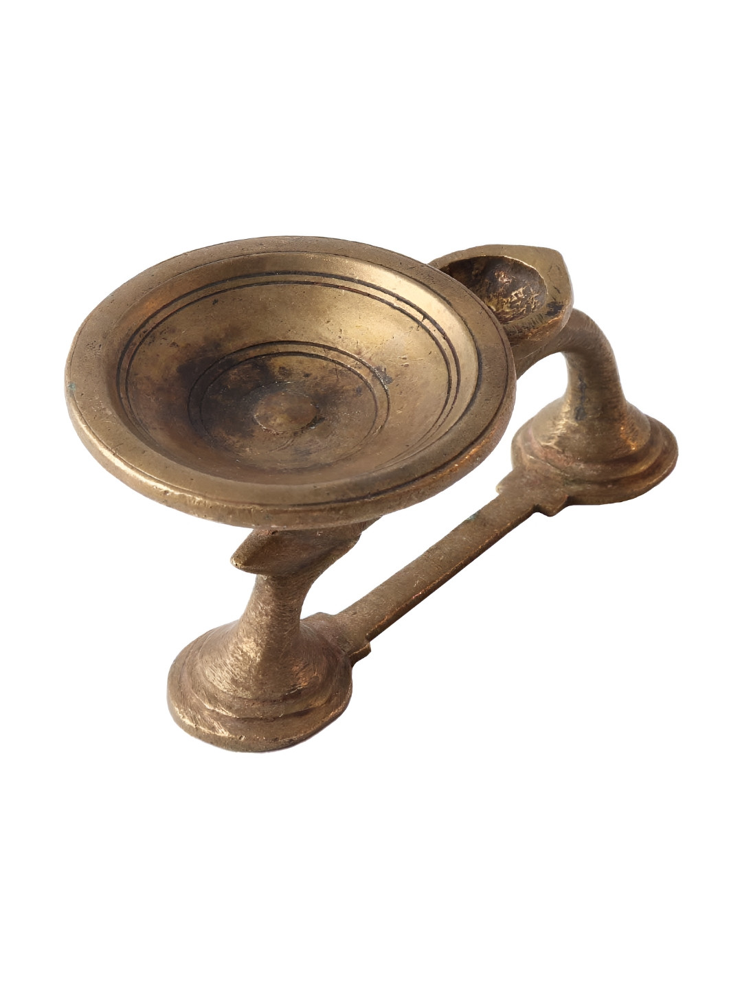 

Indianshelf Gold-Toned Textured Brass Pooja Lamp Diya