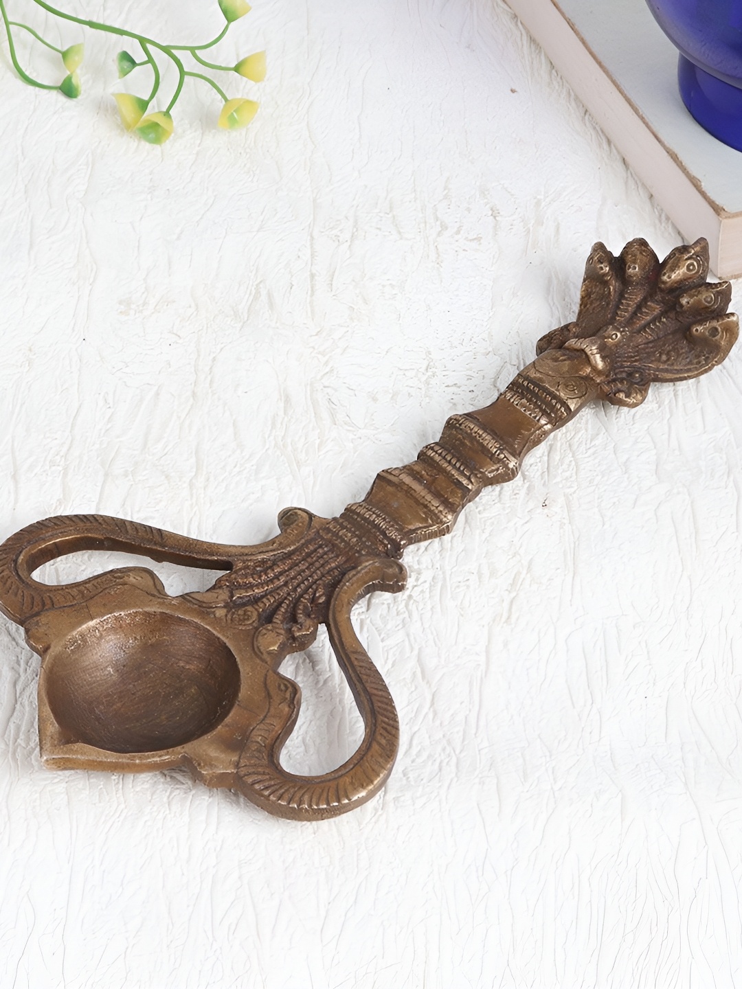 

Indianshelf Bronze and Black Brass Textured Diwali Pooja Diya
