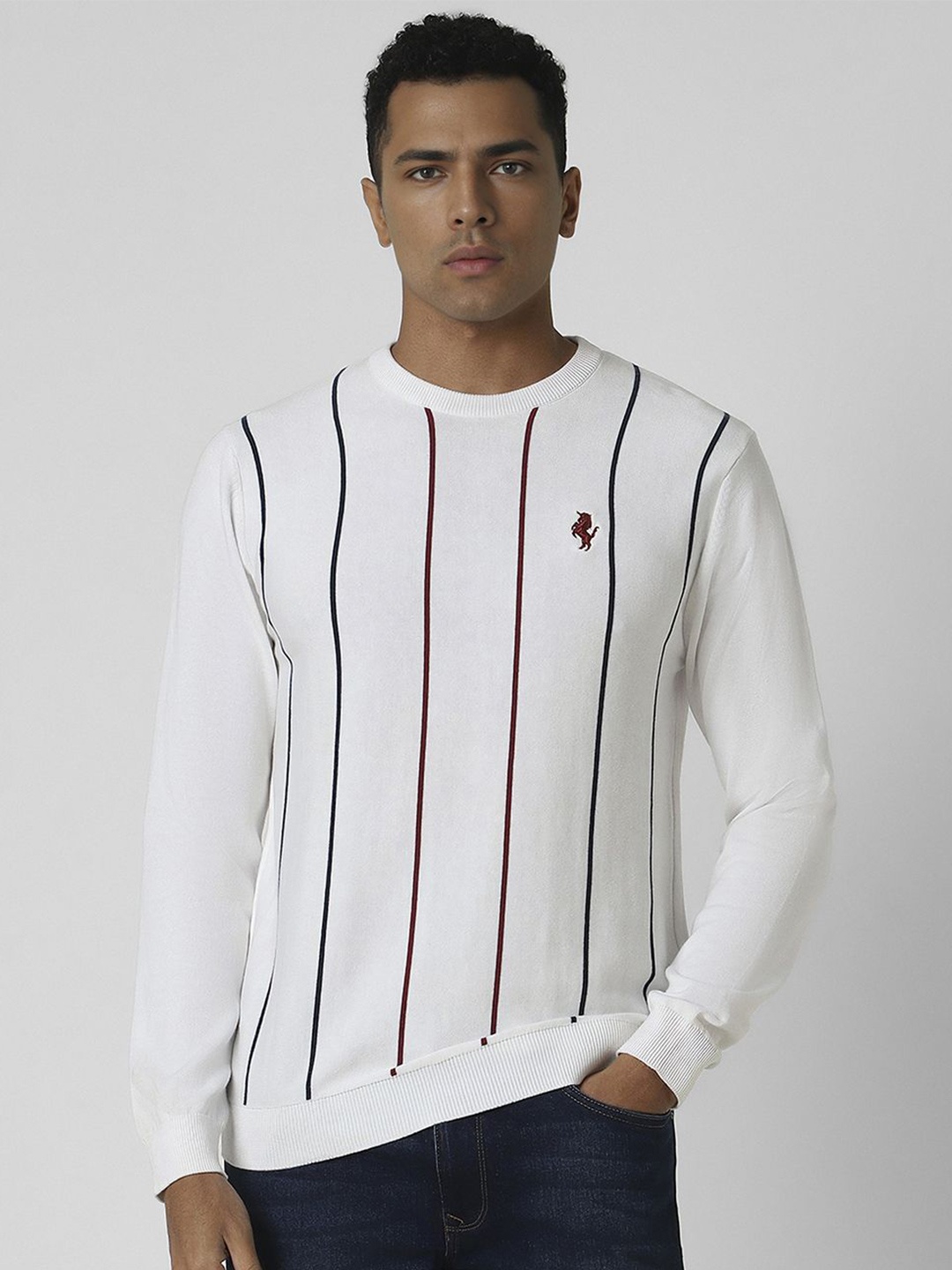 

Van Heusen Sport Men Striped Pullover, White