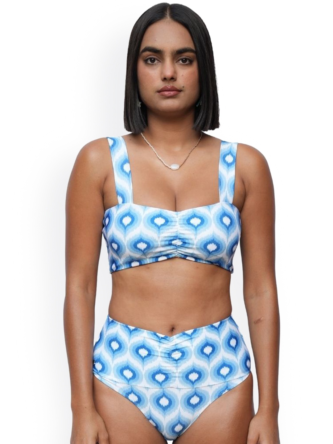 

TFW Printed Swim Bikini With Gathers, White