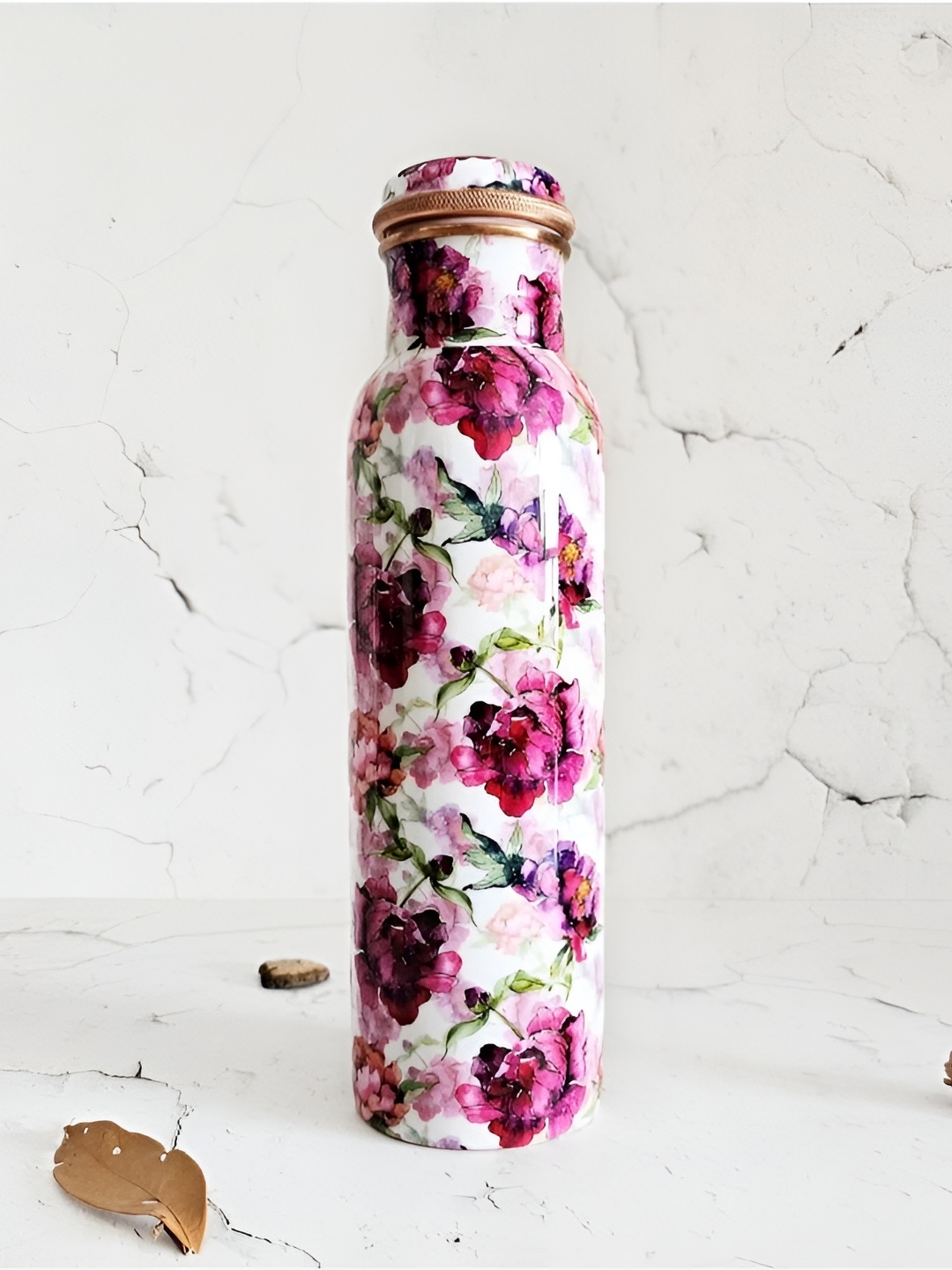 

BLANK SLATE HOME Country Rose White & Purple Printed Copper Water Bottle 950ml