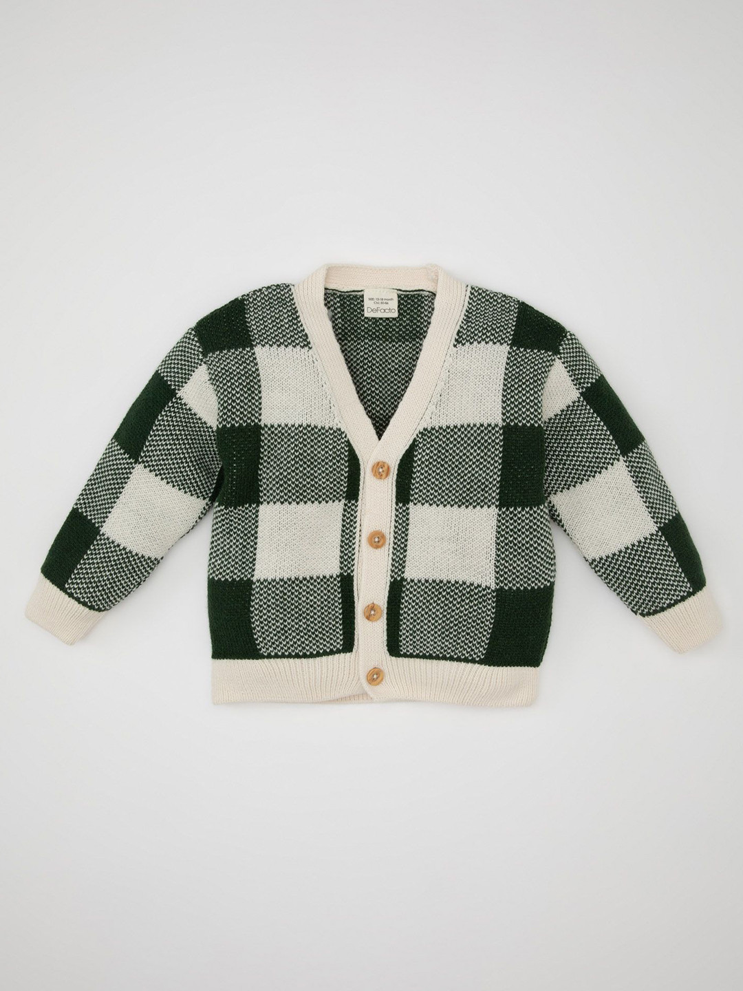 

DeFacto Boys Checked Cardigan, Green