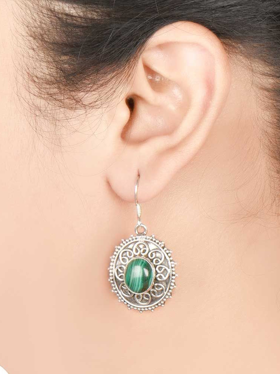

Indianshelf 92.5 Sterling Silver Stone Studded Contemporary Drop Earrings