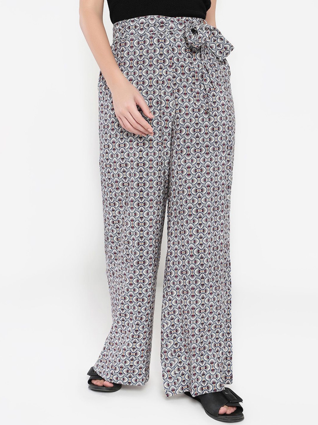 

RAREISM Women Printed Tailored Straight Fit High-Rise Trousers, Multi