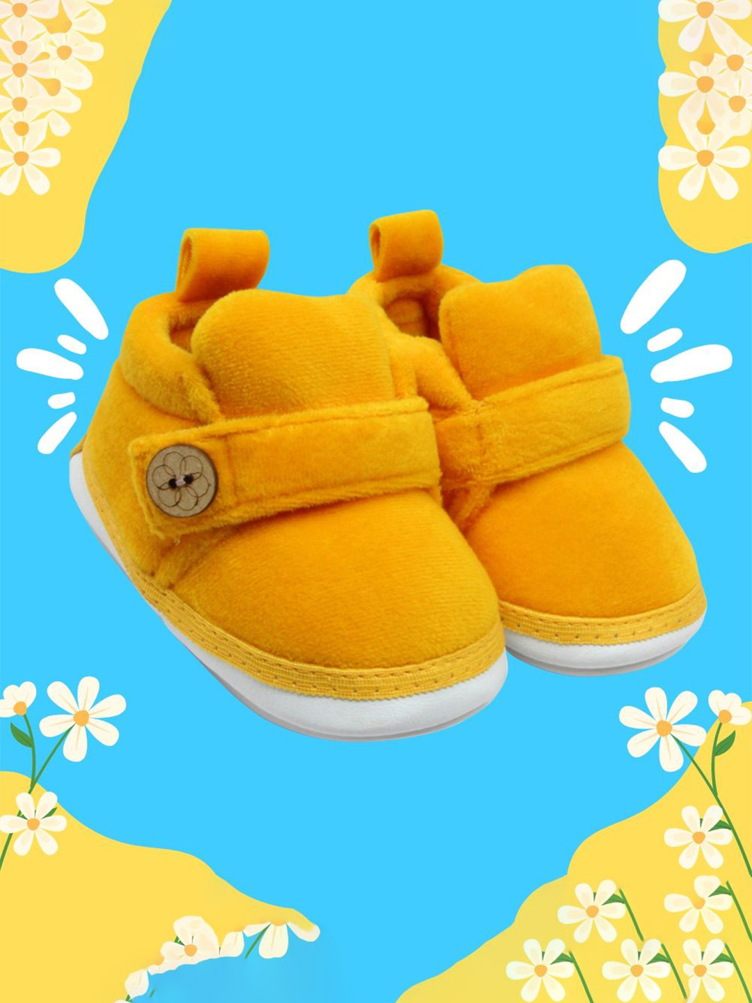 

NESKA MODA Unisex Kids Cotton Booties, Yellow