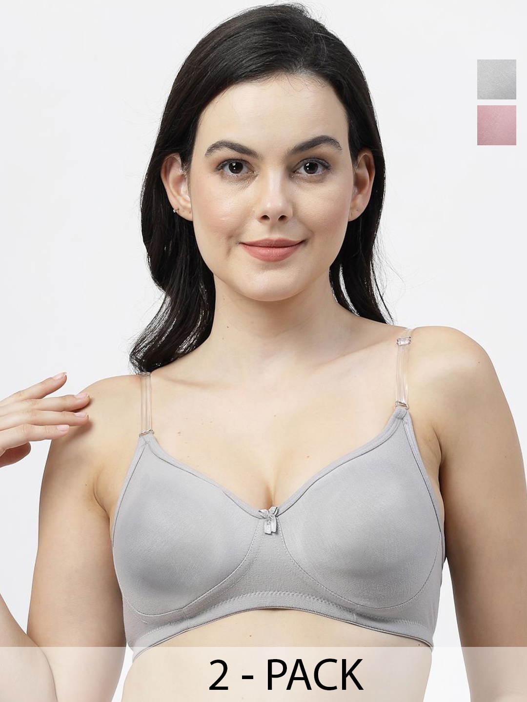 

SHYAM SONS FLAIR Pack Of 2 Femina Women Half Coverage T-shirt Bra, Grey