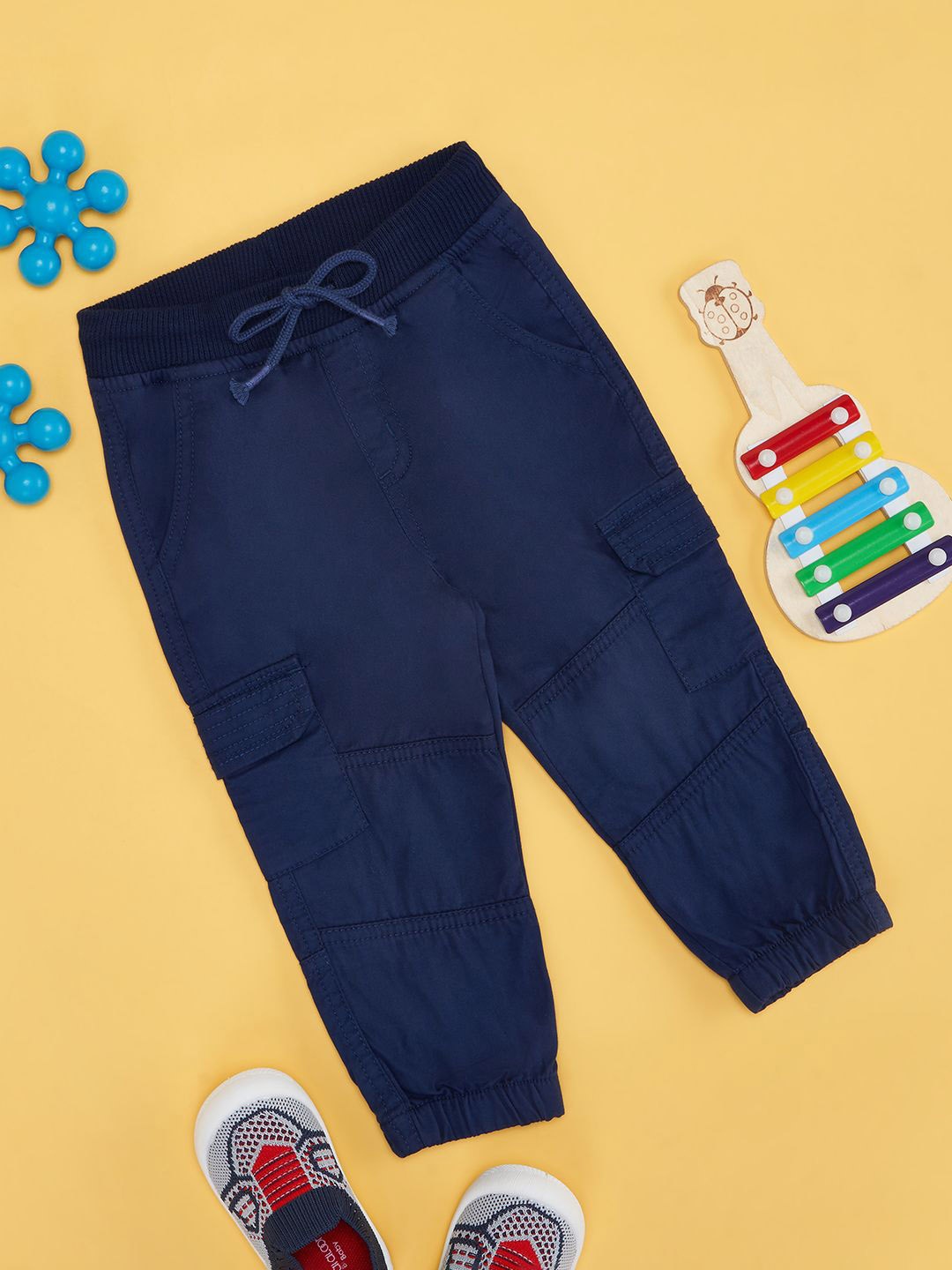 

Pantaloons Baby Boys Cotton Relaxed-Fit Joggers, Navy blue