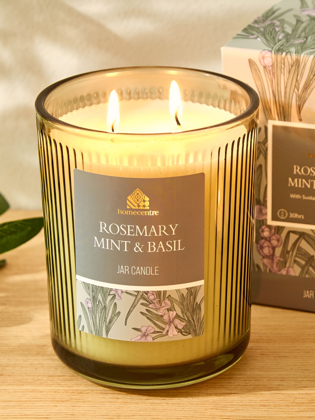 

Home Centre Green Utopia Rosemary Mint and Basil Scented Candle Jar