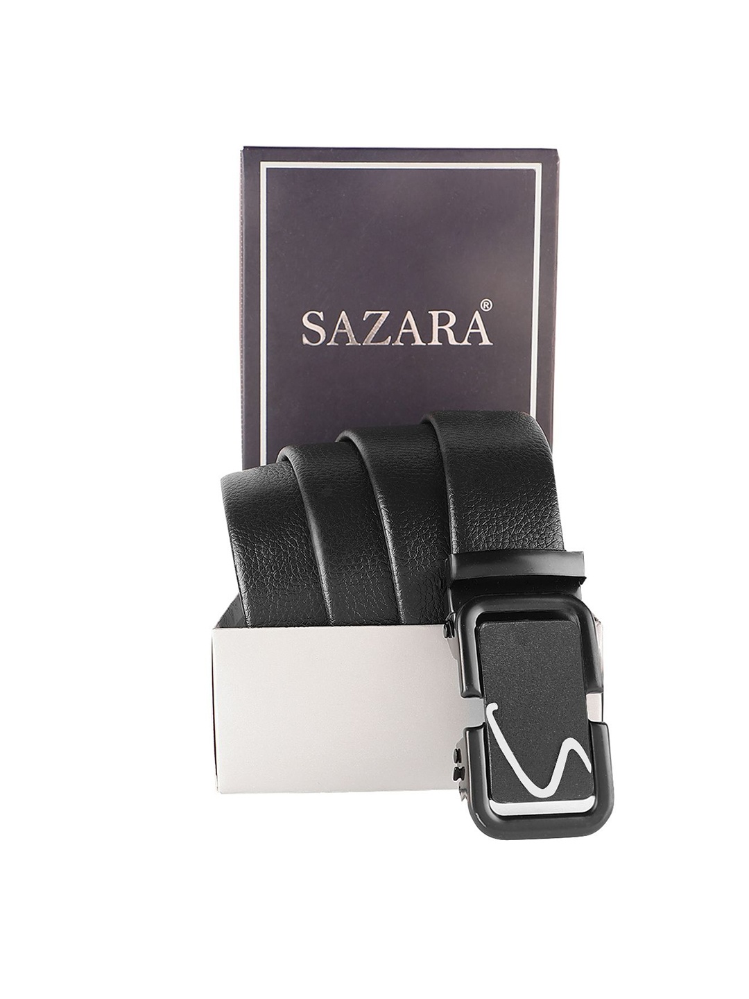 

SAZARA Men Leather Belt, Black