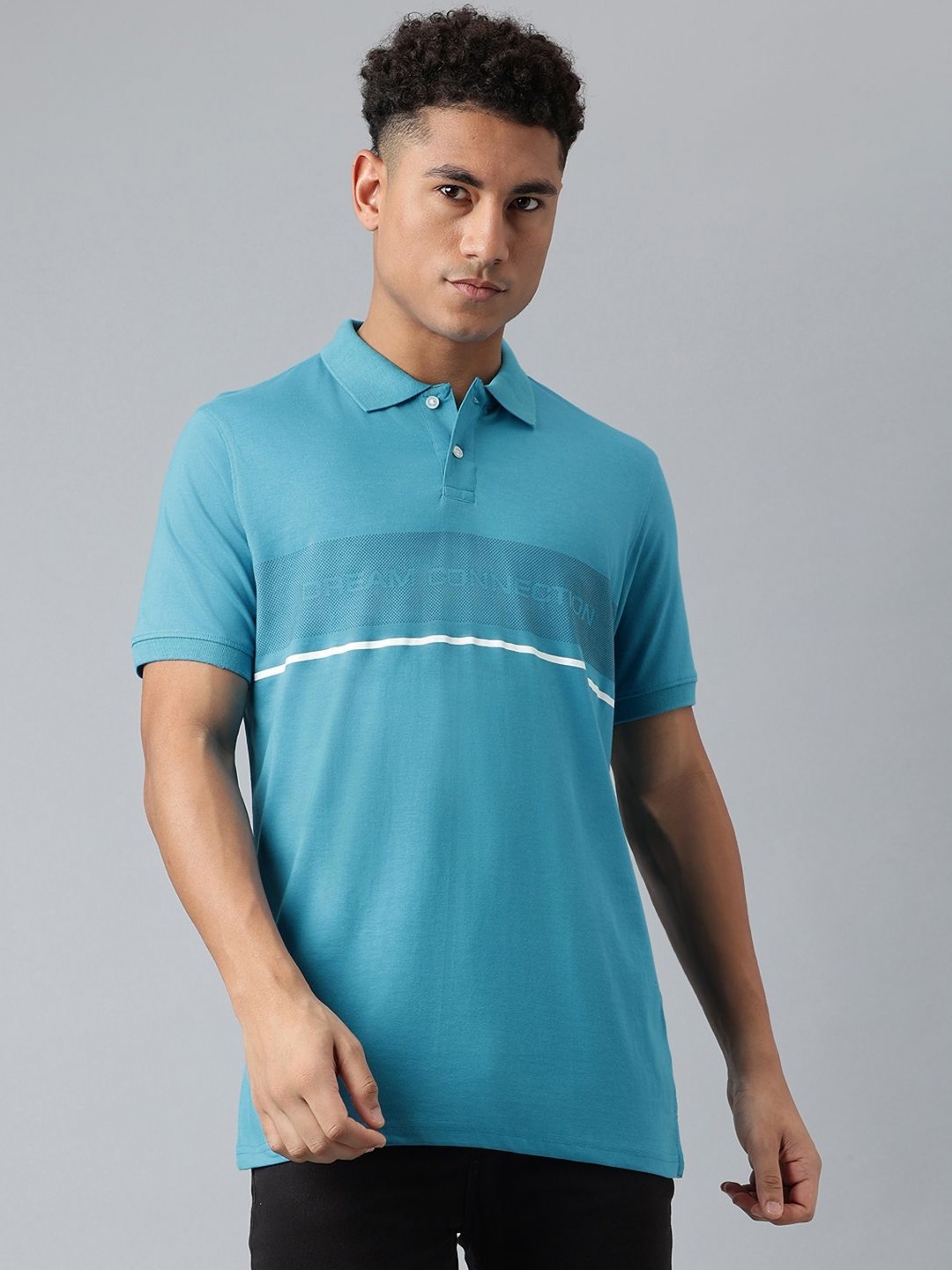 

Richlook Men Solid Polo Collar Cotton T-shirt, Blue