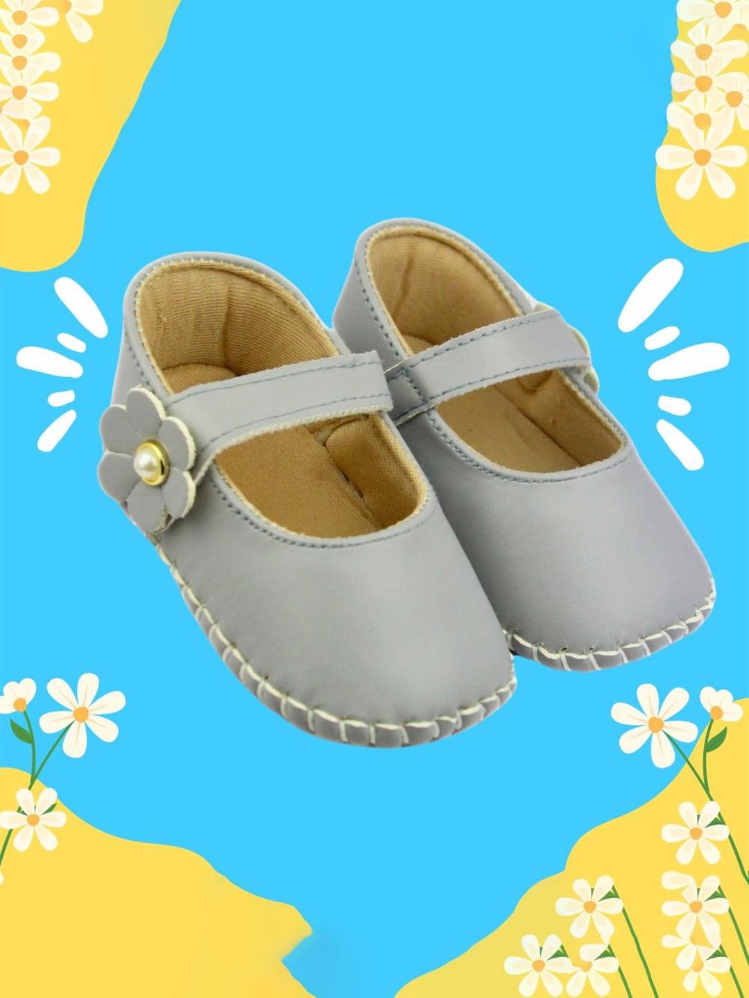

NESKA MODA Girls Cotton Booties, Grey