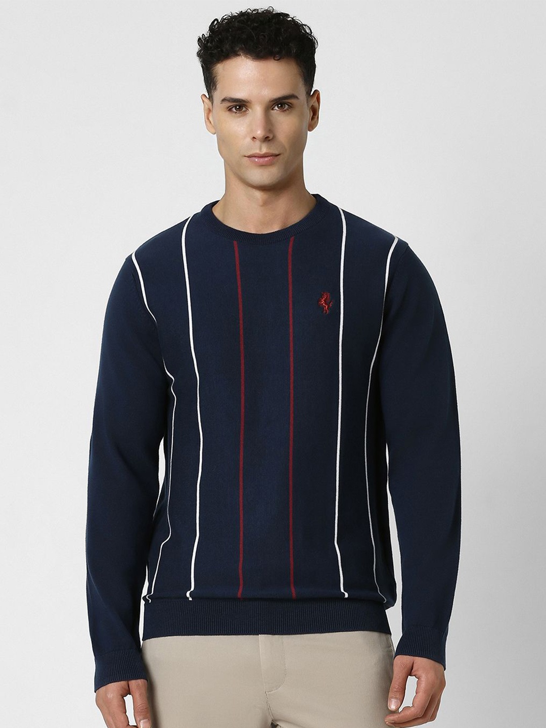 

Van Heusen Sport Men Striped Pullover, Navy blue