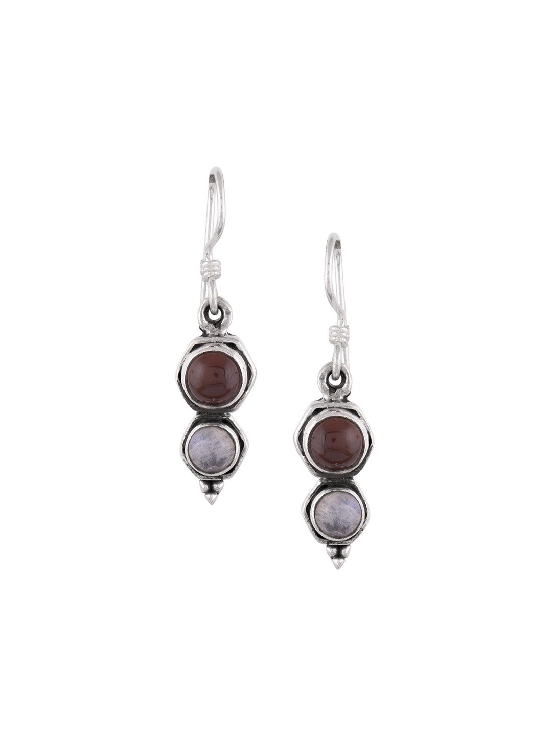 Indianshelf 92.5 Sterling Silver Stones Studded Contemporary Drop Earrings
